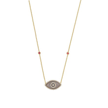 Load image into Gallery viewer, ENDZA Evil Eye Necklace in Moonstone and Yellow Gold Elegant Protection Talisman Tradition and Timeless Design
