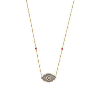 ENDZA Evil Eye Necklace in Moonstone and Yellow Gold Elegant Protection Talisman Tradition and Timeless Design