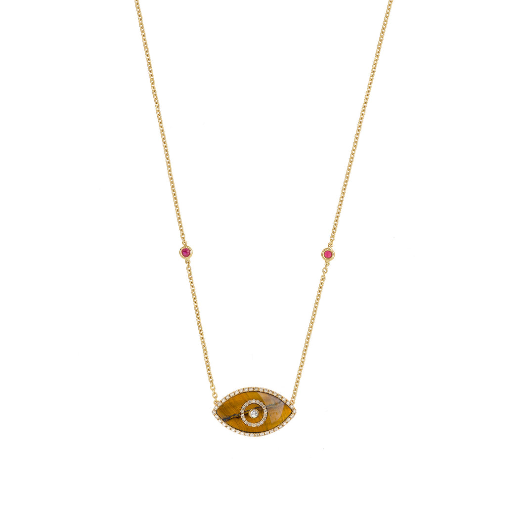 ENDZA NECKLACE TIGER EYE YELLOW GOLD