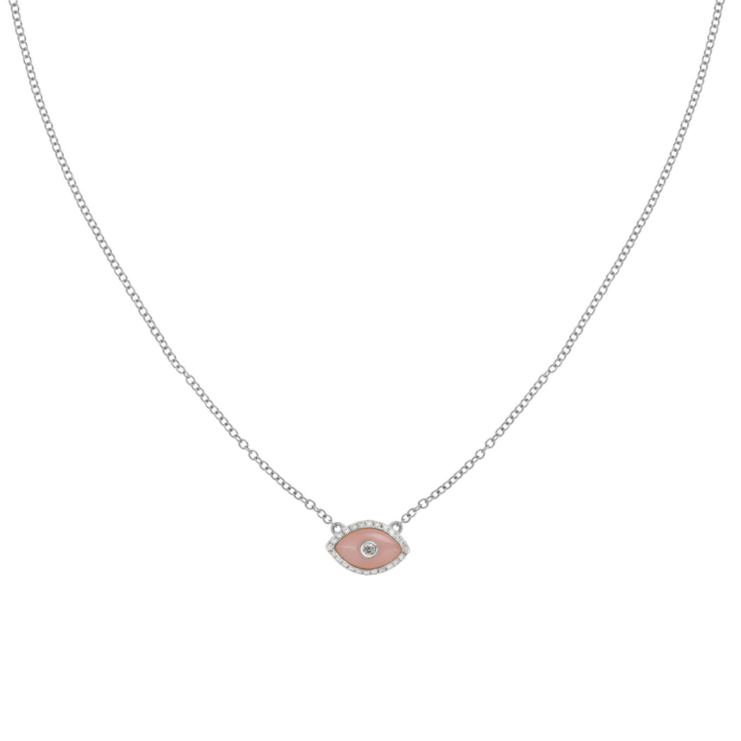 ENDZA MINI NECKLACE PEACH JADE WHITE GOLD