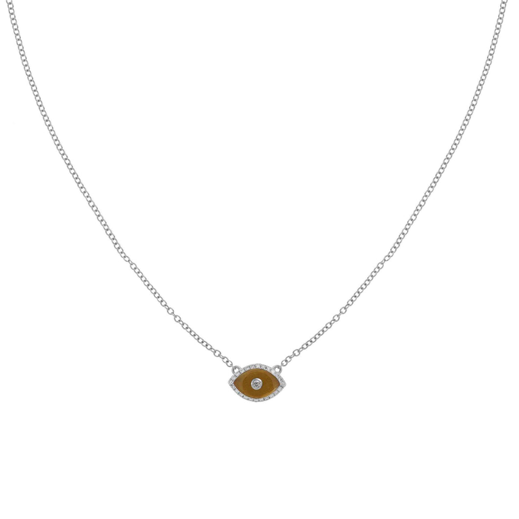 ENDZA MINI NECKLACE TIGER EYE WHITE GOLD