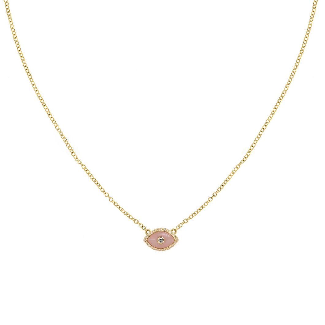 ENDZA MINI NECKLACE PEACH JADE YELLOW GOLD