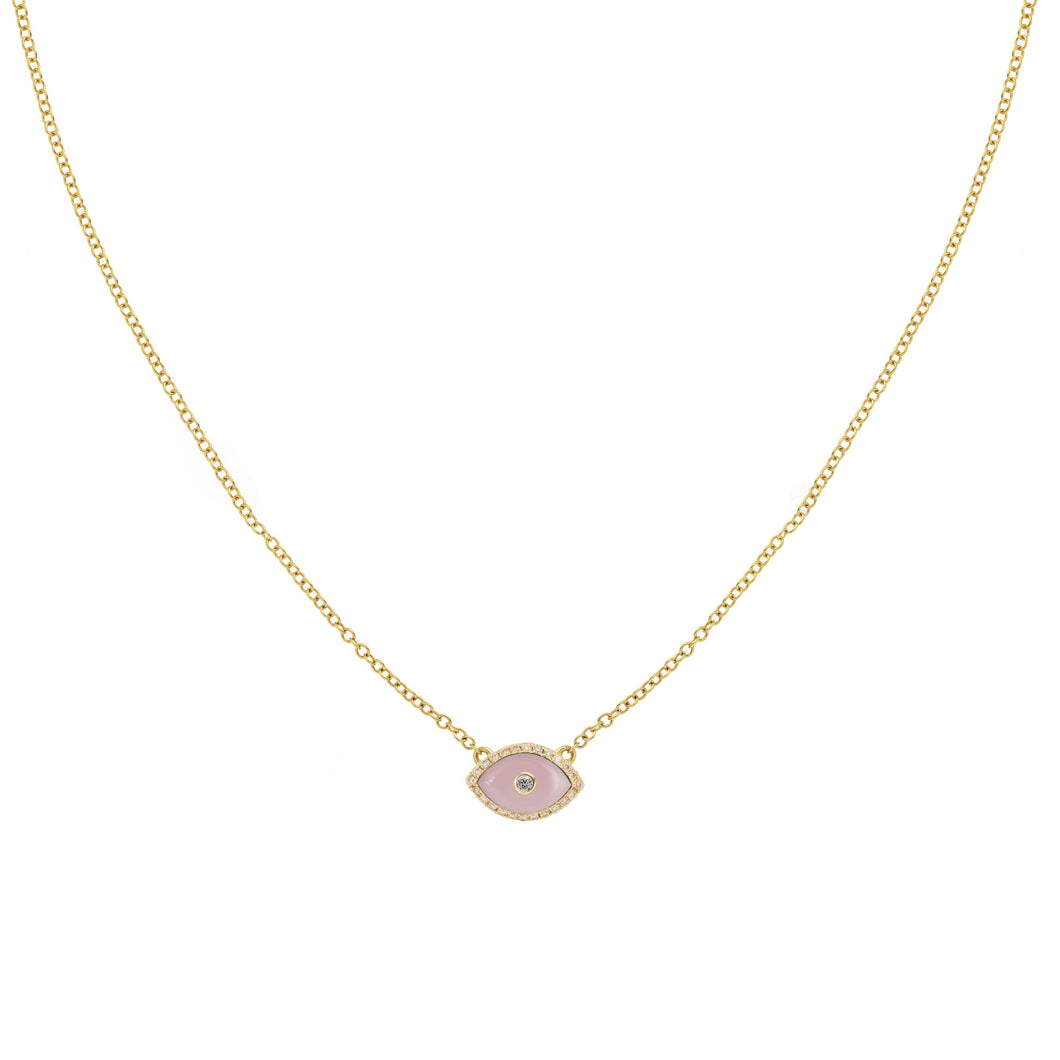 ENDZA MINI NECKLACE PINK OPAL YELLOW GOLD