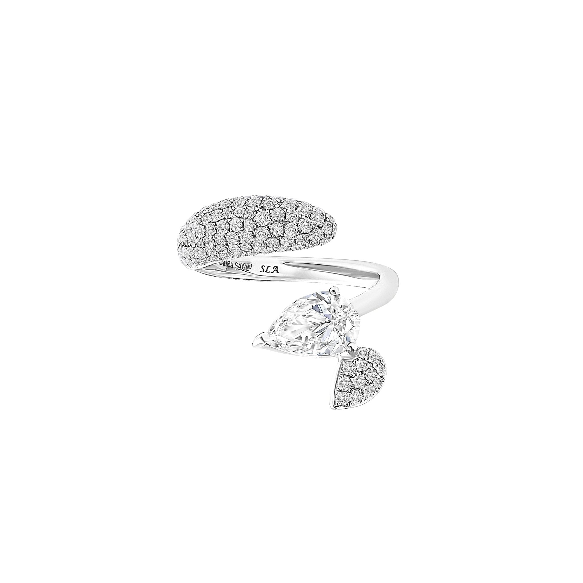 Sireliss Ring White Gold 14K diamond pear-shaped ring