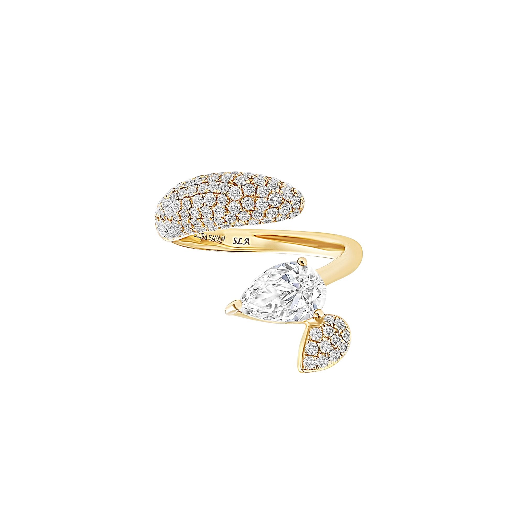 Sireliss Ring Yellow Gold 14K diamond pear-shaped ring