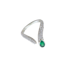 Load image into Gallery viewer, Sireliss V Ring 14K white gold pear tsavorite ring

