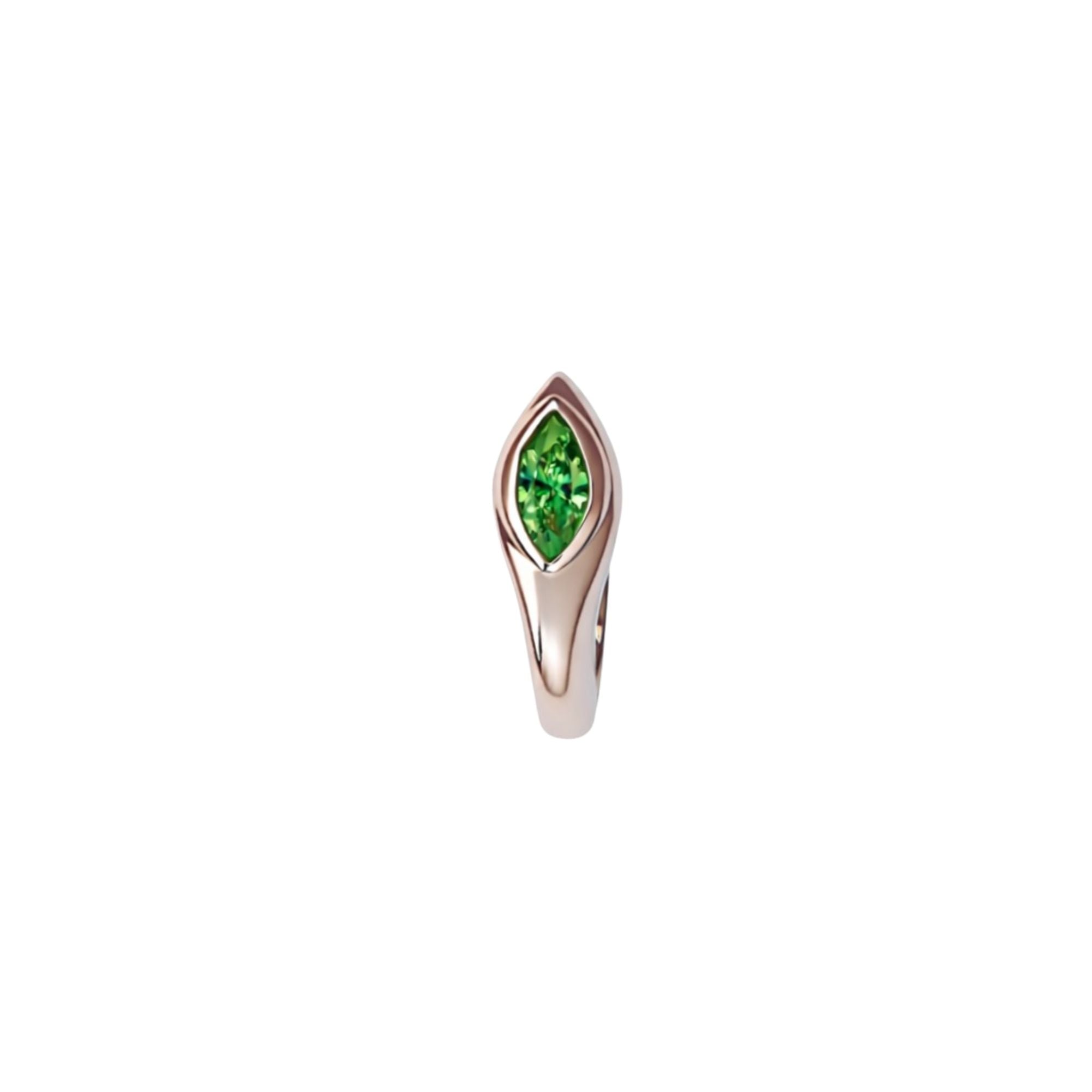 Green tsavorite Sona earring crafted in 14K rose gold