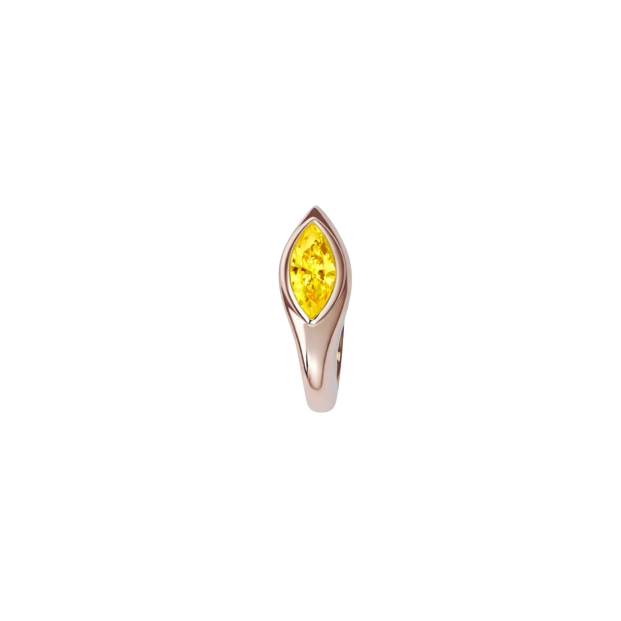 Yellow Sapphire Sona earring crafted in 14K rose gold