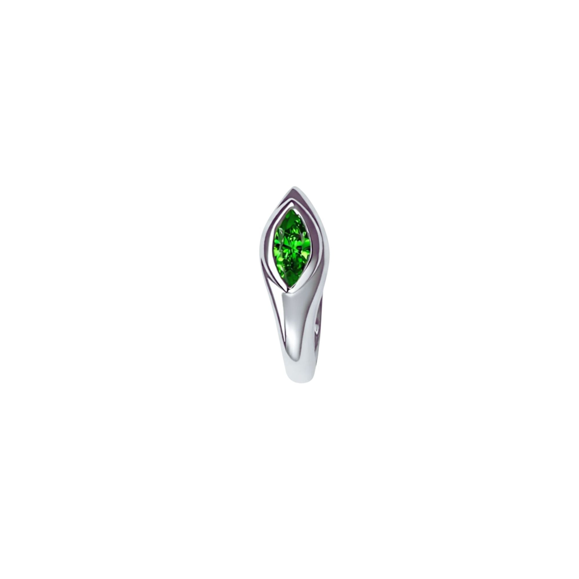 Sona Green Tsavorite Marquise Earring in 14K White Gold