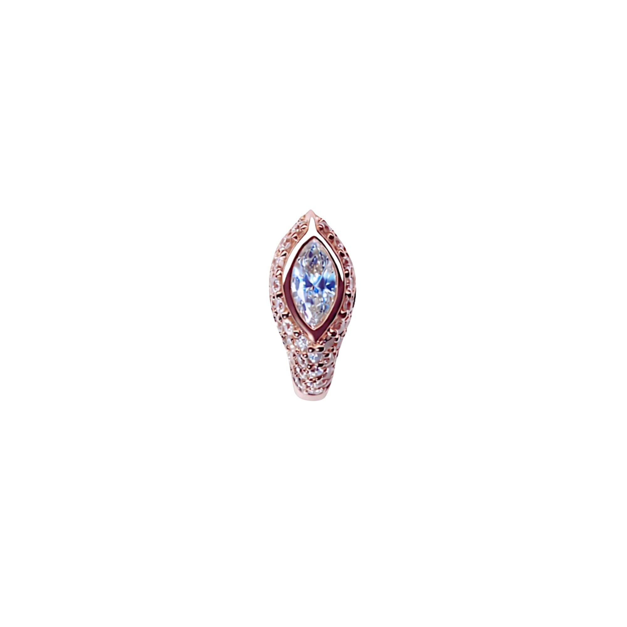 White diamond pavé white diamonds Sona earring crafted in 14K rose gold
