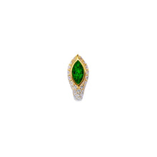 Load image into Gallery viewer, Green tsavorite pavé diamonds Sona earring crafted in 14K yellow gold
