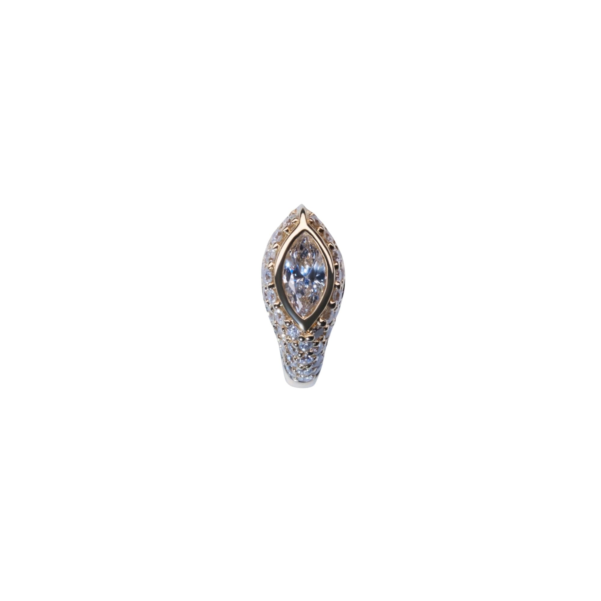 White diamond pavé white diamonds Sona earring crafted in 14K yellow gold
