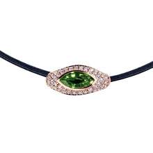 Load image into Gallery viewer, Green tsavorite pavé white diamonds Sona necklace crafted in 14K rose gold

