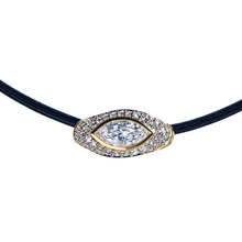 Load image into Gallery viewer, Sona necklace in 14K yellow gold with marquise diamond and pavé diamonds
