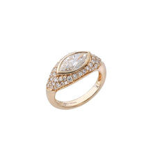 Load image into Gallery viewer, Sona Ring 14K yellow gold marquise white diamond ring
