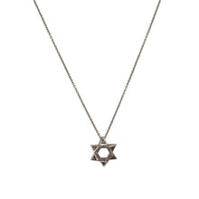 Load image into Gallery viewer, 14K black gold Sacred Talisman Star of David necklace with black diamonds and black spinel
