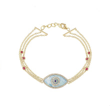 Load image into Gallery viewer, ENDZA Evil Eye Bracelet in Amazonite and Yellow Gold Elegant Protection Charm with luxurious Design
