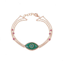 Load image into Gallery viewer, Endza Evil Eye Bracelet in Malachite and Rose Gold Elegant Protection Charm with Luxurious Design
