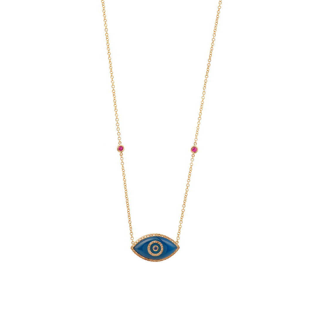 ENDZA NECKLACE BLUE AGATE ROSE GOLD