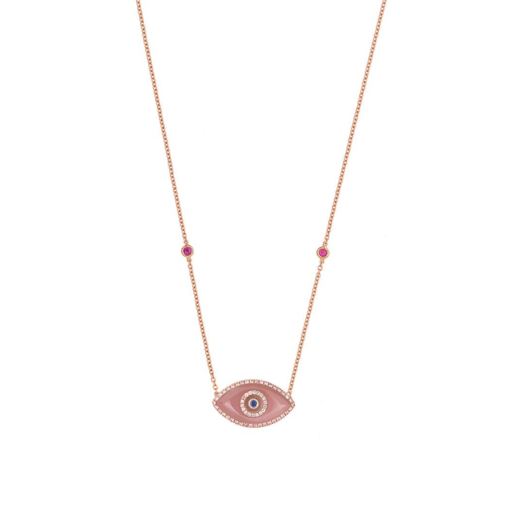 Endza Necklace Peach Jade Rose Gold