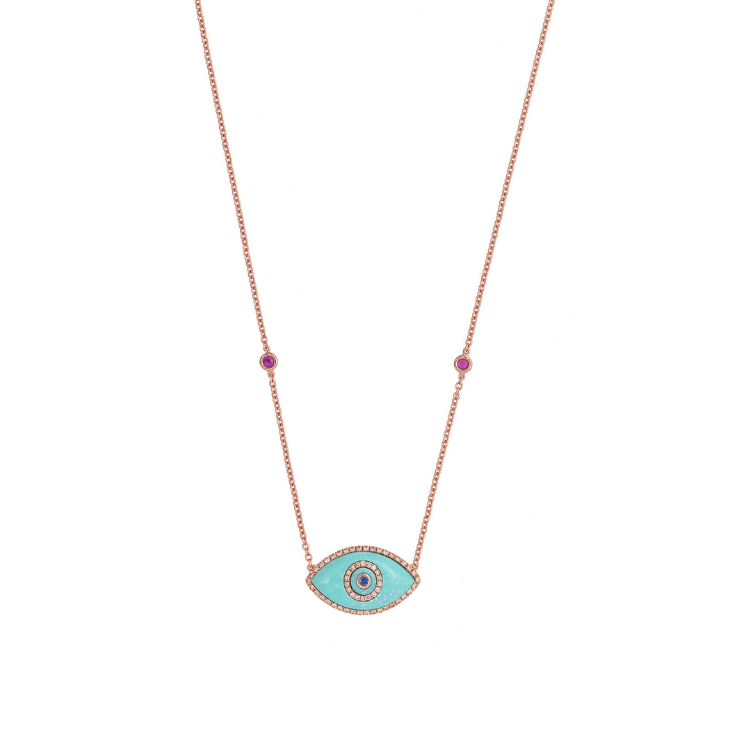ENDZA NECKLACE TURQUOISE ROSE GOLD