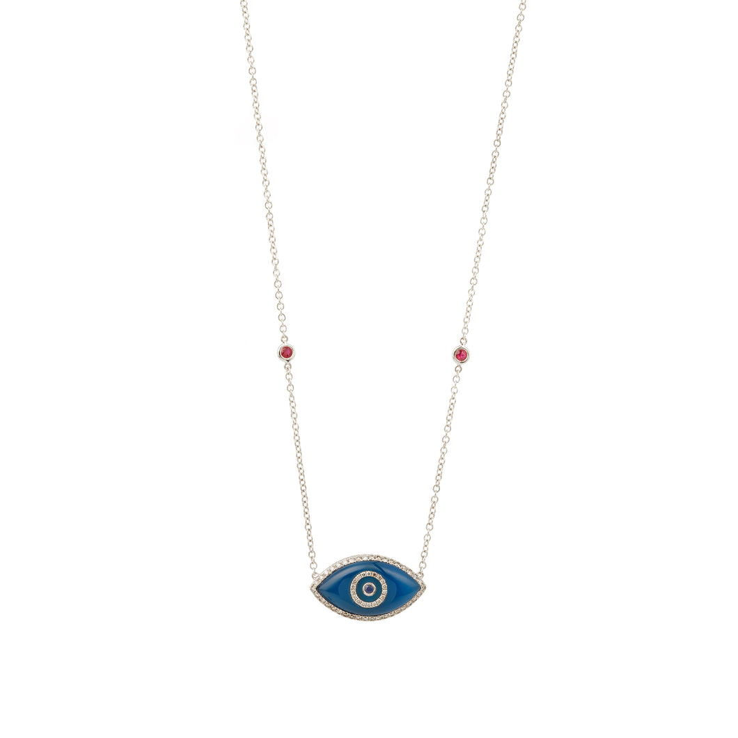 Endza Necklace Blue Agate White Gold