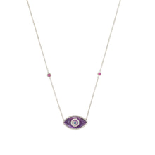 Load image into Gallery viewer, ENDZA Evil Eye Necklace in Sugilite and White Gold Elegant Protection Talisman Tradition and Timeless Design
