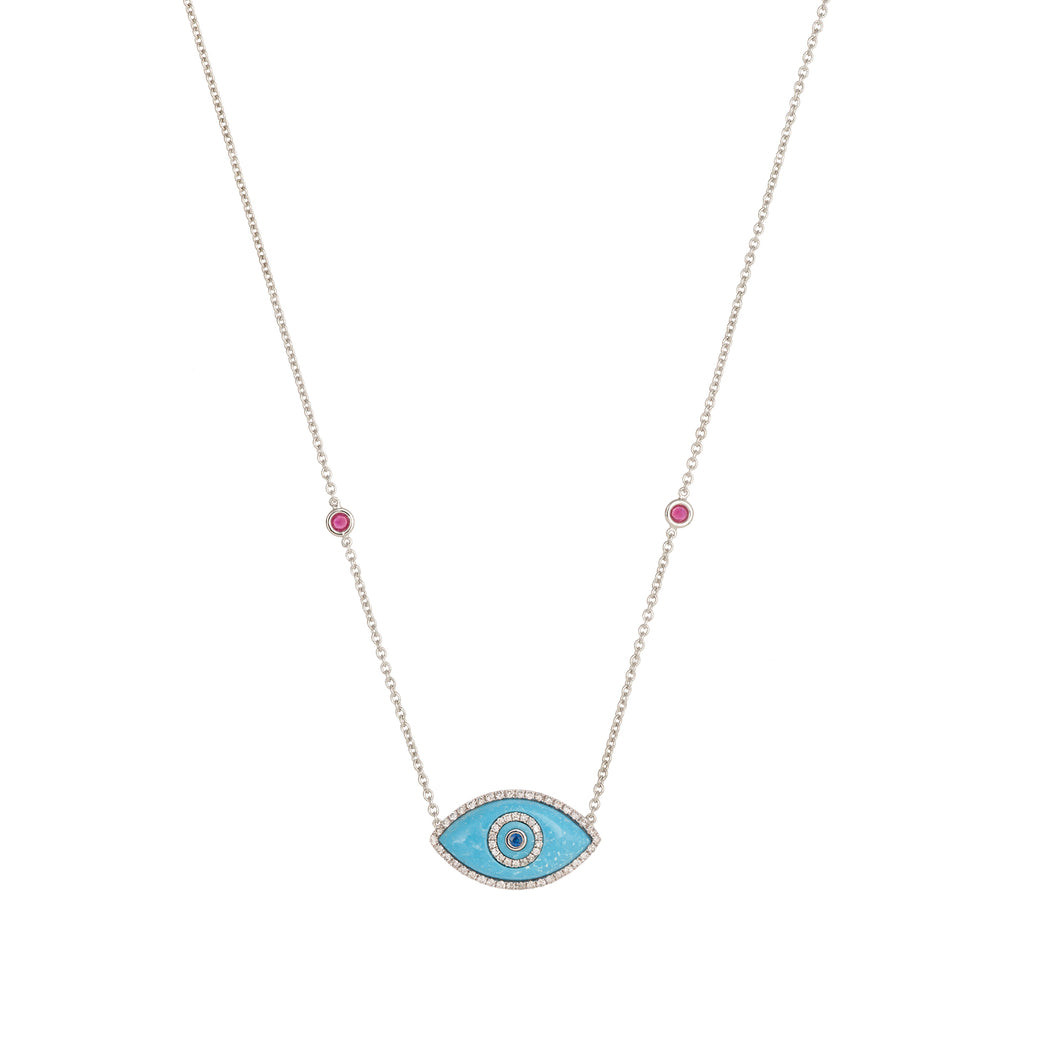ENDZA NECKLACE TURQUOISE WHITE GOLD