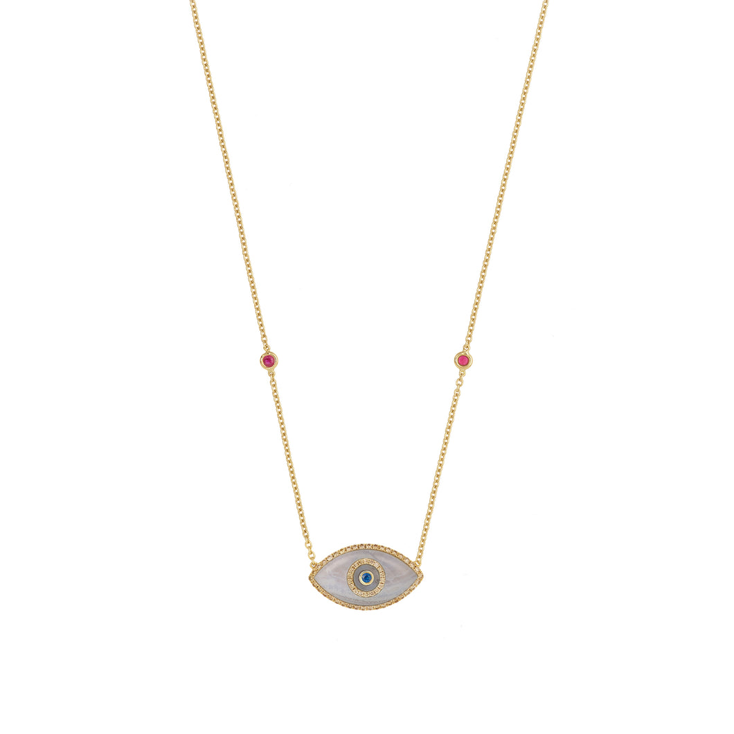 Endza Necklace Blue Chalcedony Yellow Gold