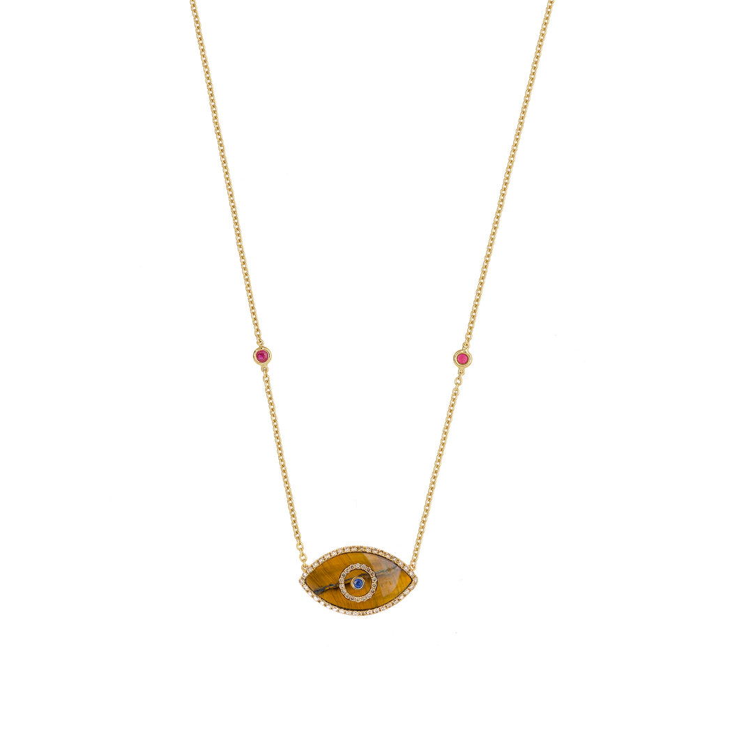 Endza Necklace Tiger Eye Yellow Gold