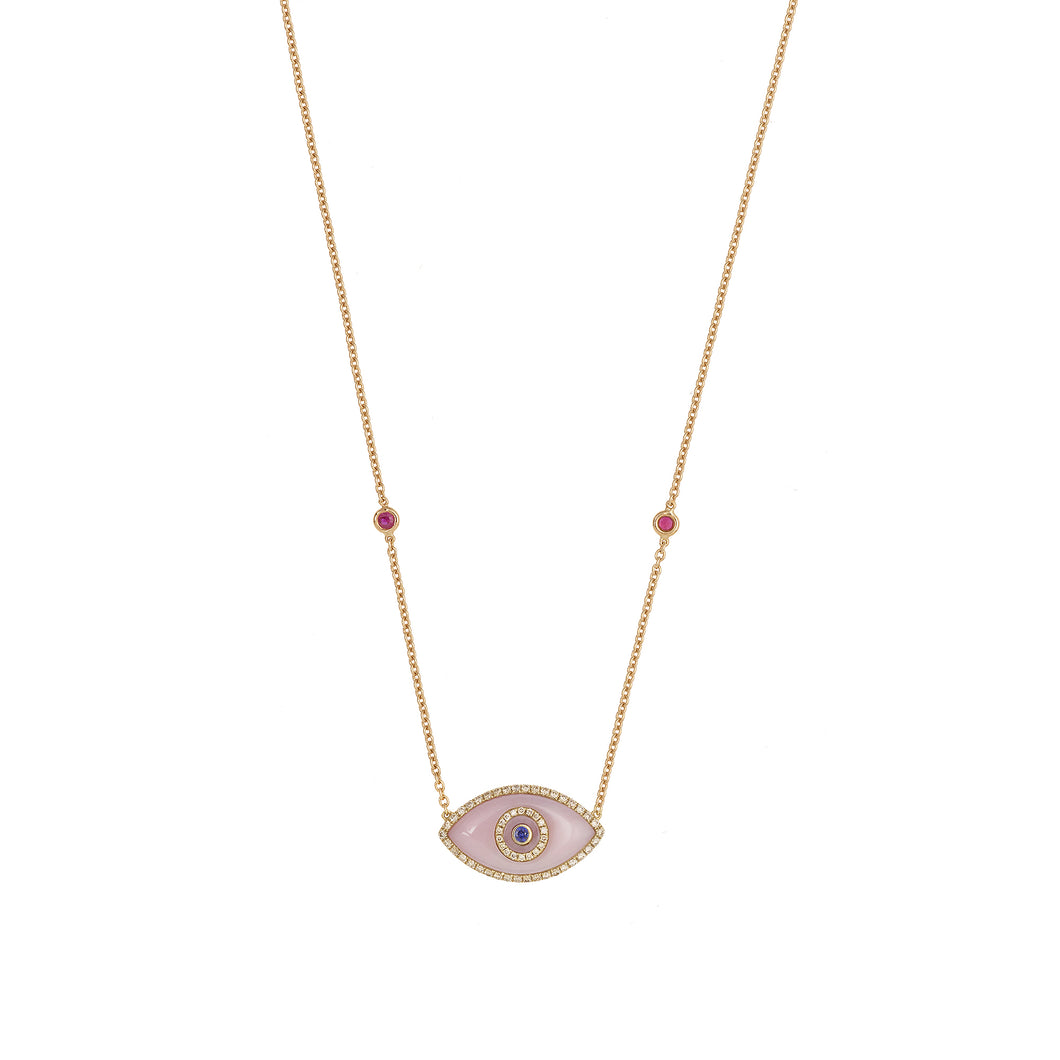 Endza Necklace Pink Opal Yellow Gold