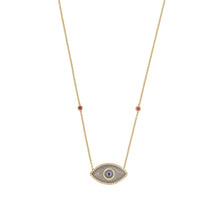 Load image into Gallery viewer, ENDZA Evil Eye Necklace in Moonstone and Yellow Gold Elegant Protection Talisman Tradition and Timeless Design
