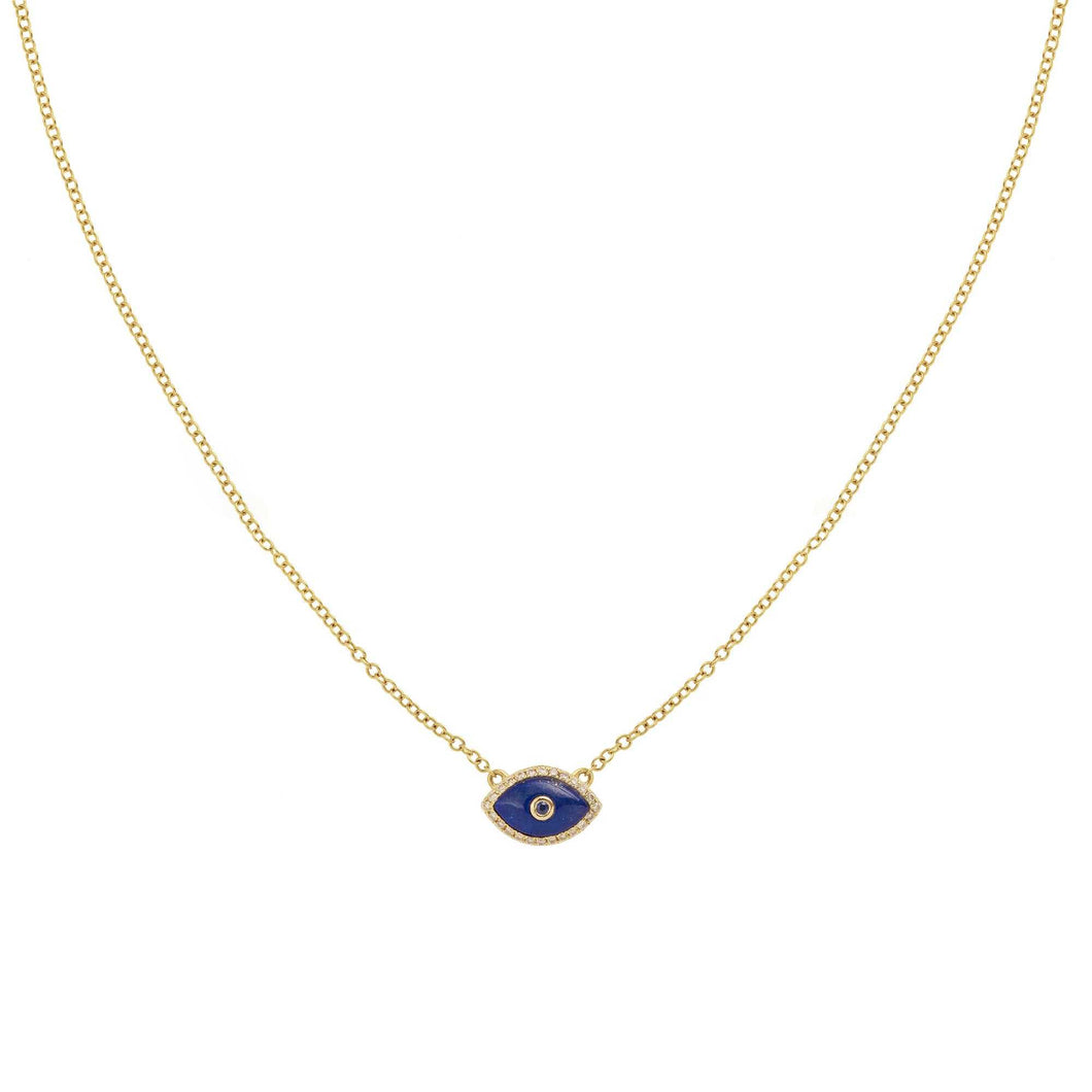 14K gold evil eye mini necklace with Lapis Lazuli
