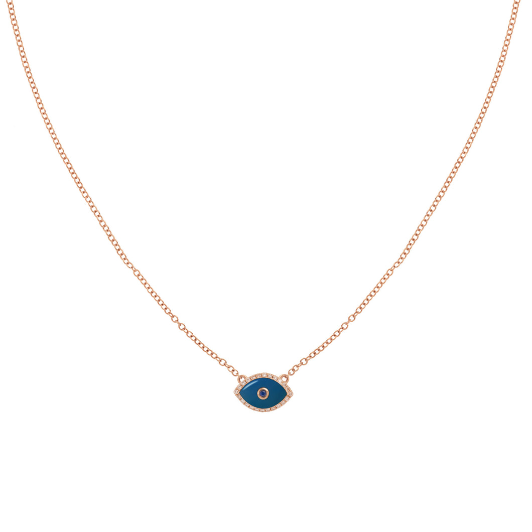 ENDZA MINI NECKLACE BLUE AGATE ROSE GOLD