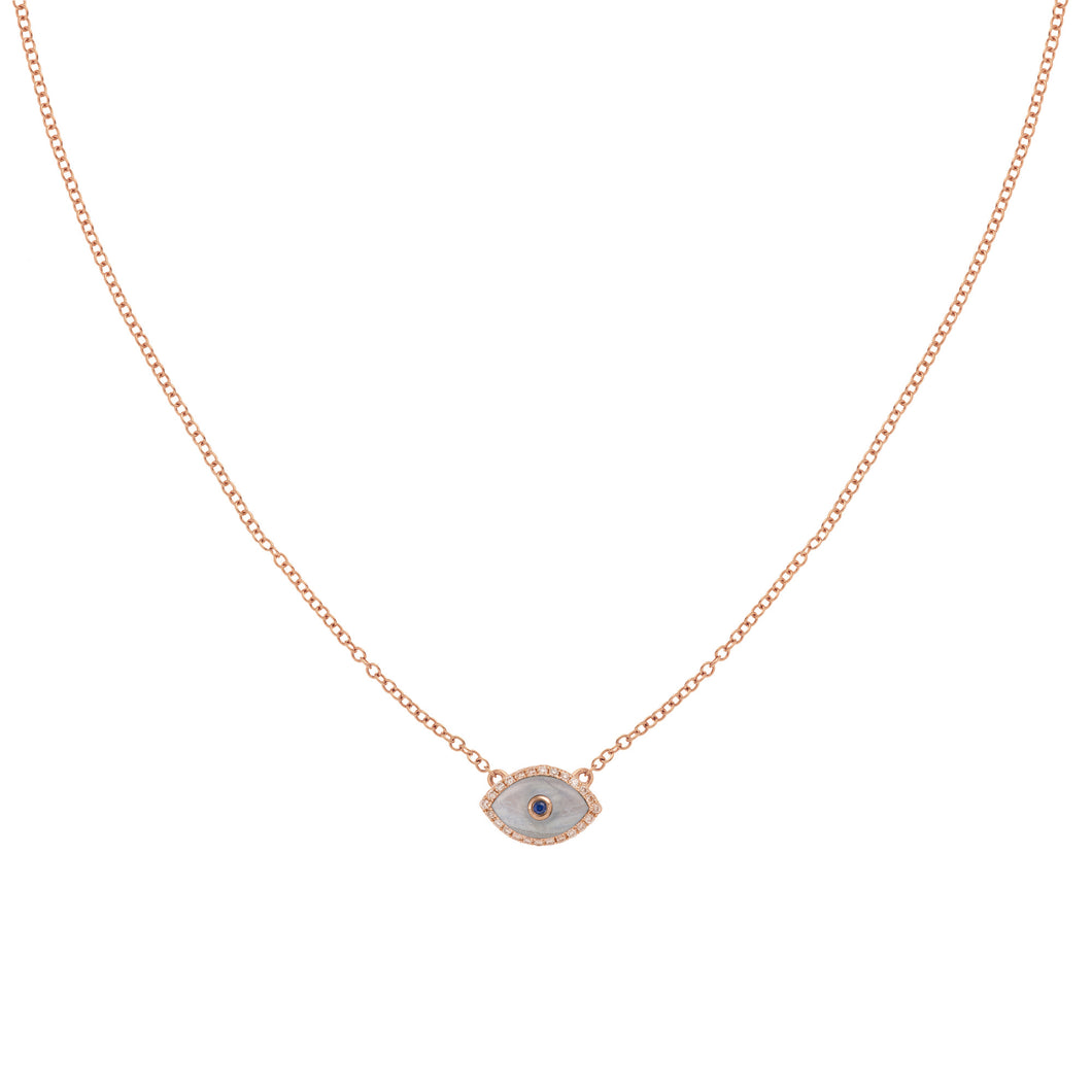 Endza Mini Necklace Blue Chalcedony Rose Gold