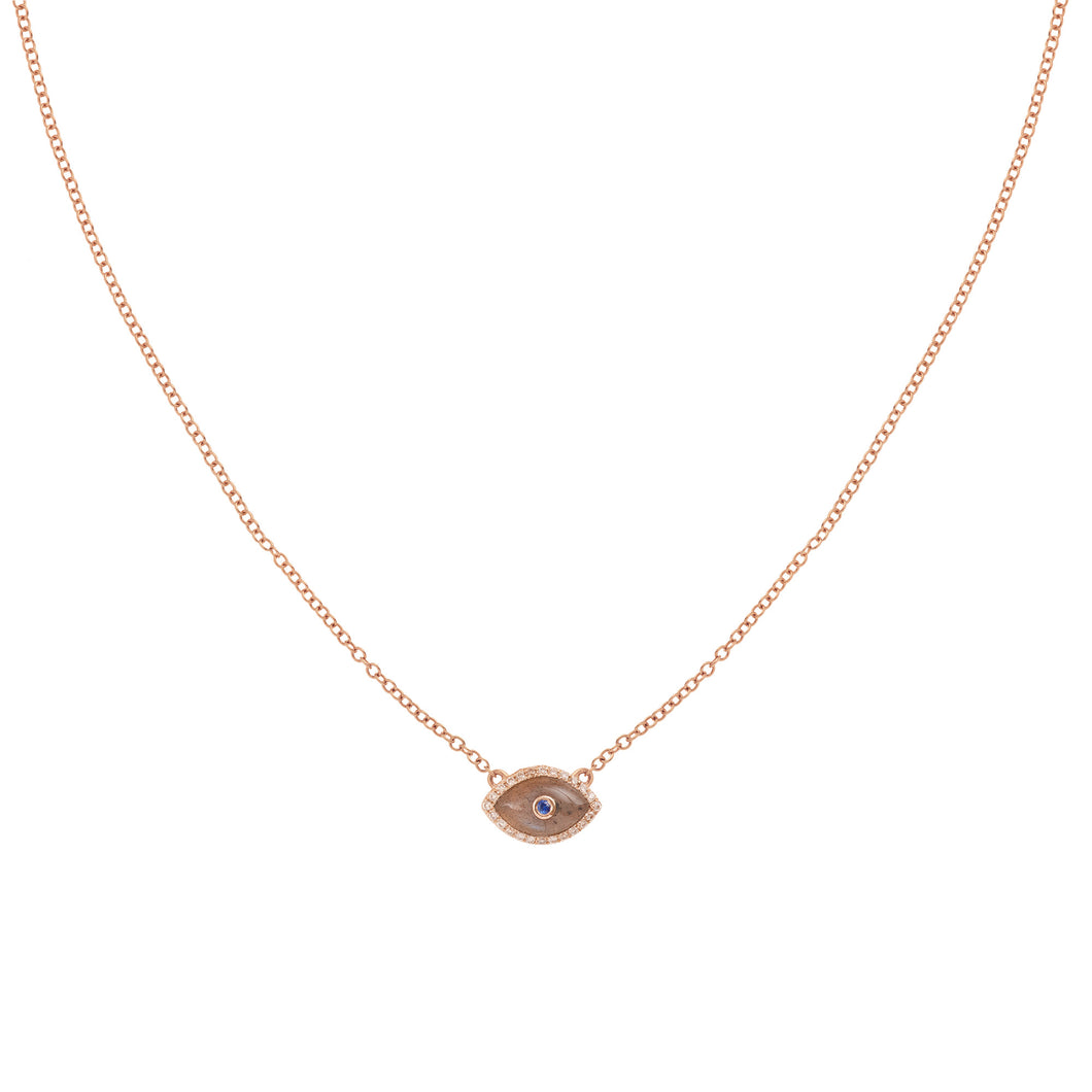 Endza Mini Necklace Labradorite Rose Gold