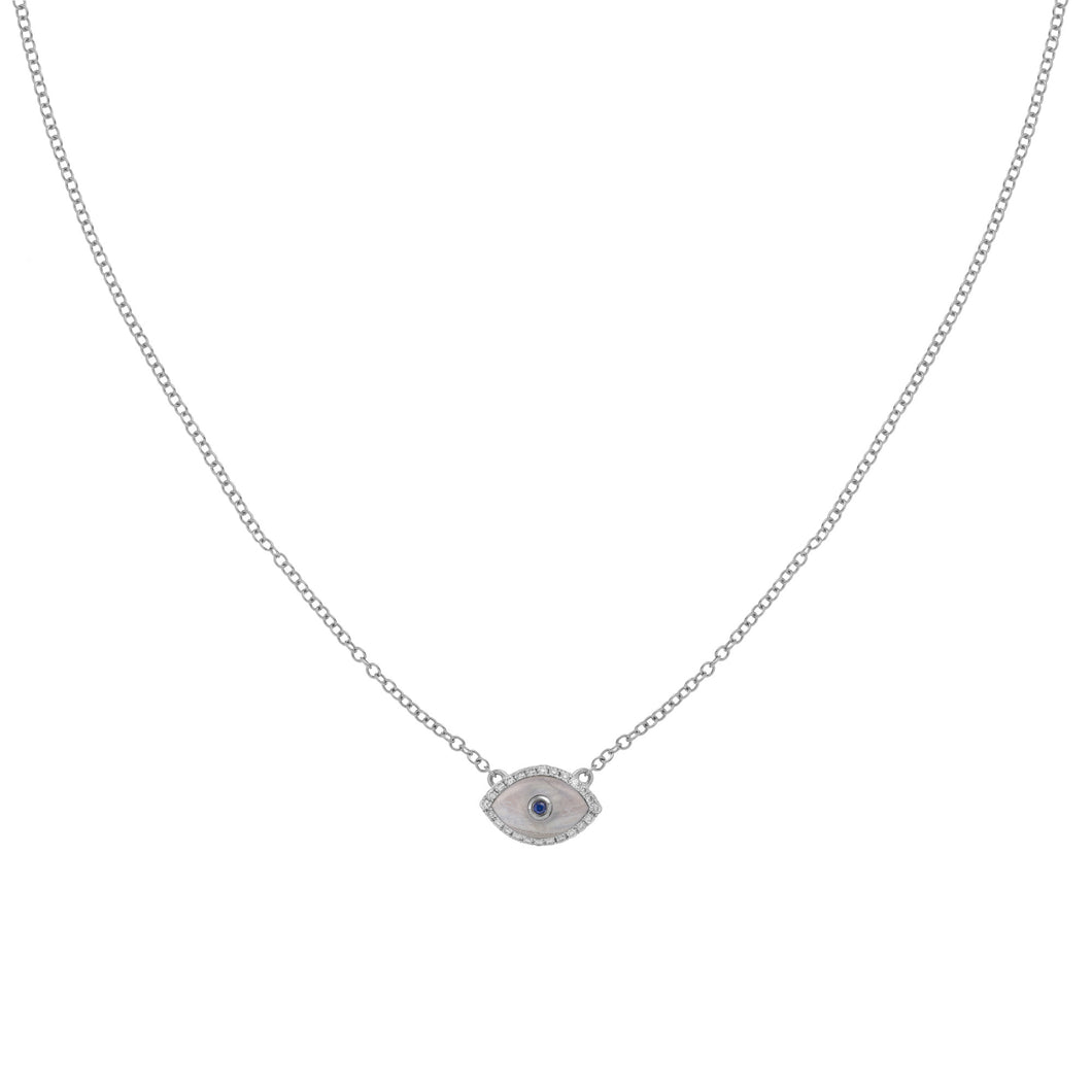 ENDZA MINI NECKLACE BLUE CHALCEDONY WHITE GOLD