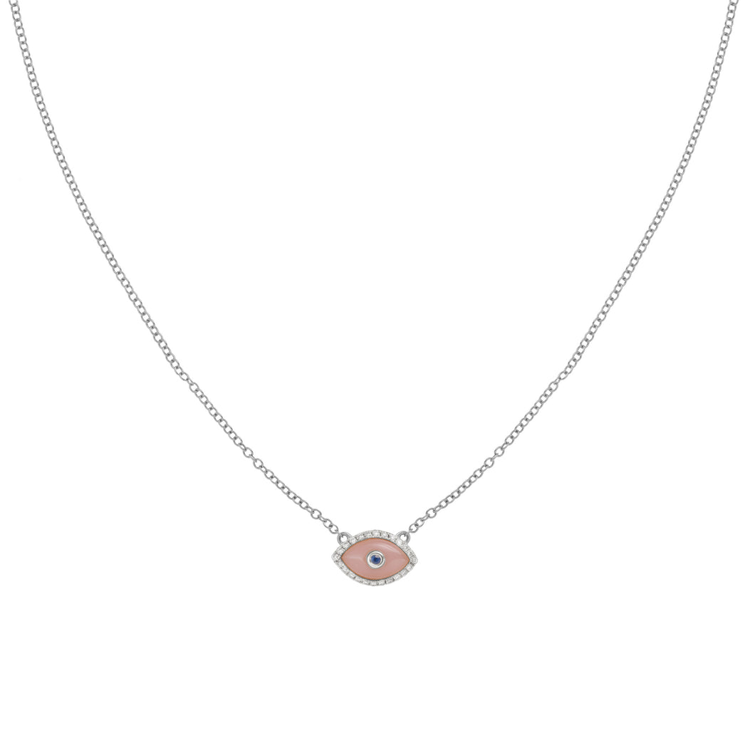 Endza Mini Necklace Peach Jade White Gold