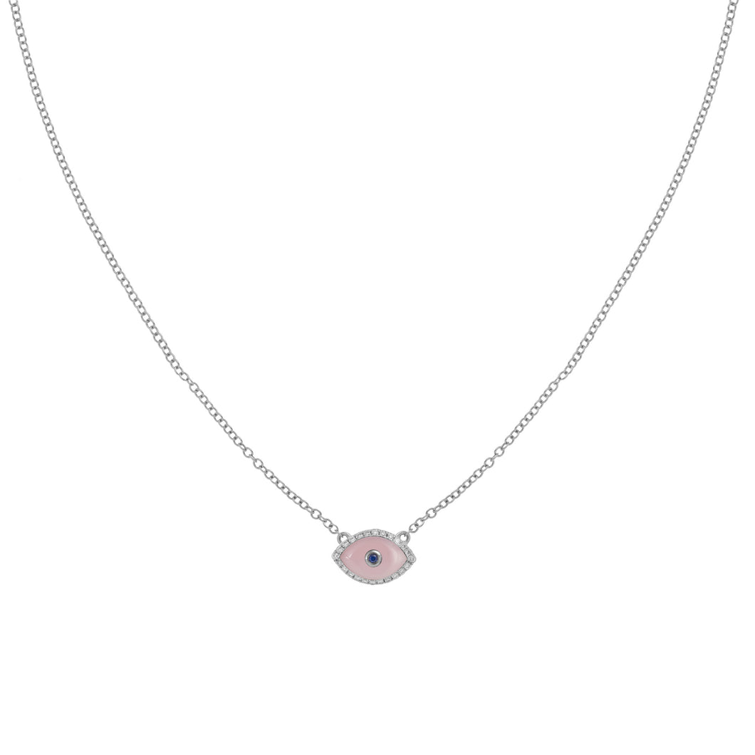 ENDZA MINI NECKLACE PINK OPAL WHITE GOLD