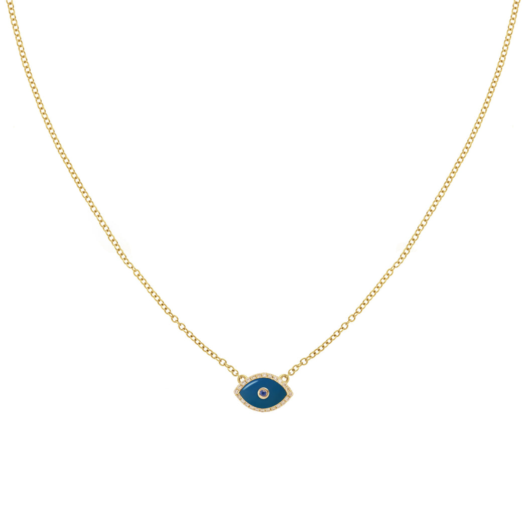 ENDZA MINI NECKLACE BLUE AGATE YELLOW GOLD