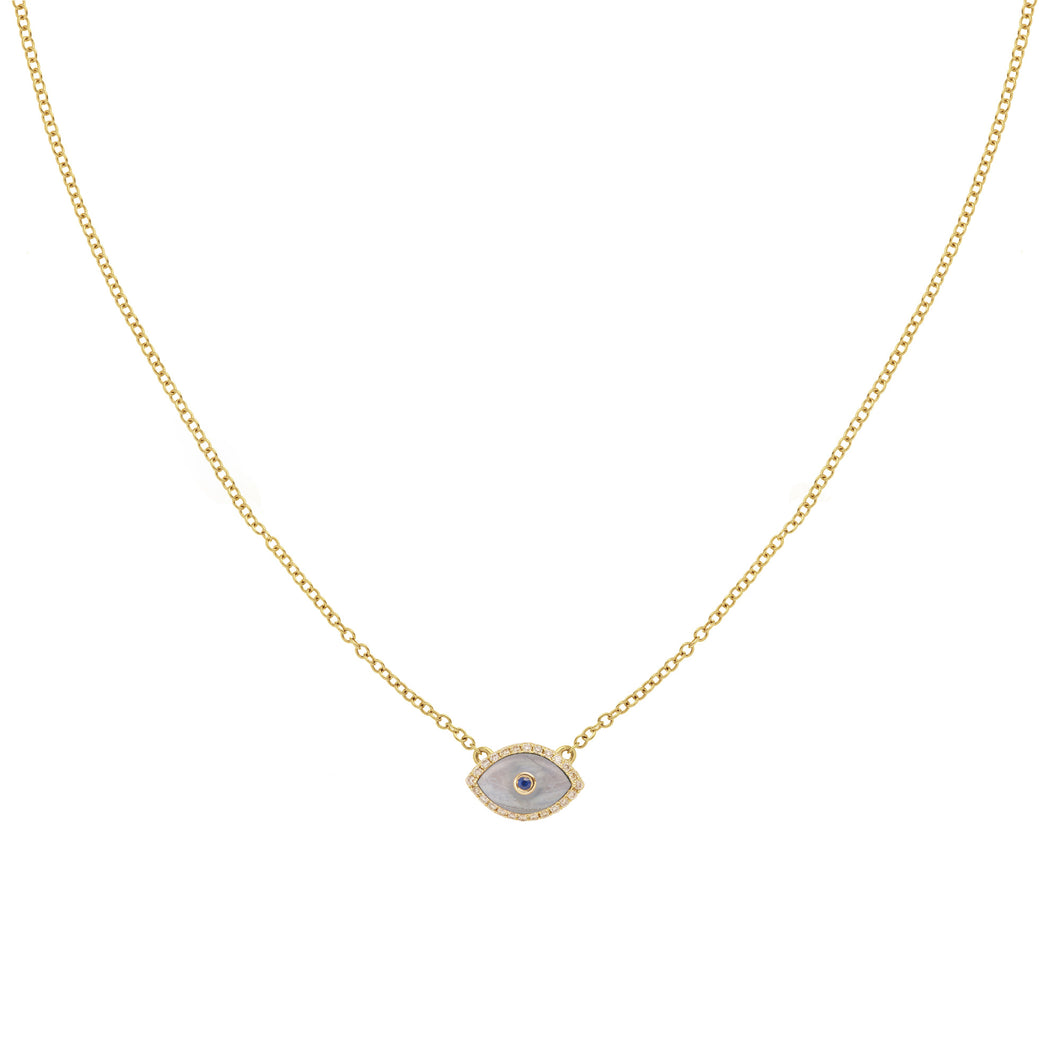 Endza Mini Necklace Blue Chalcedony Yellow Gold