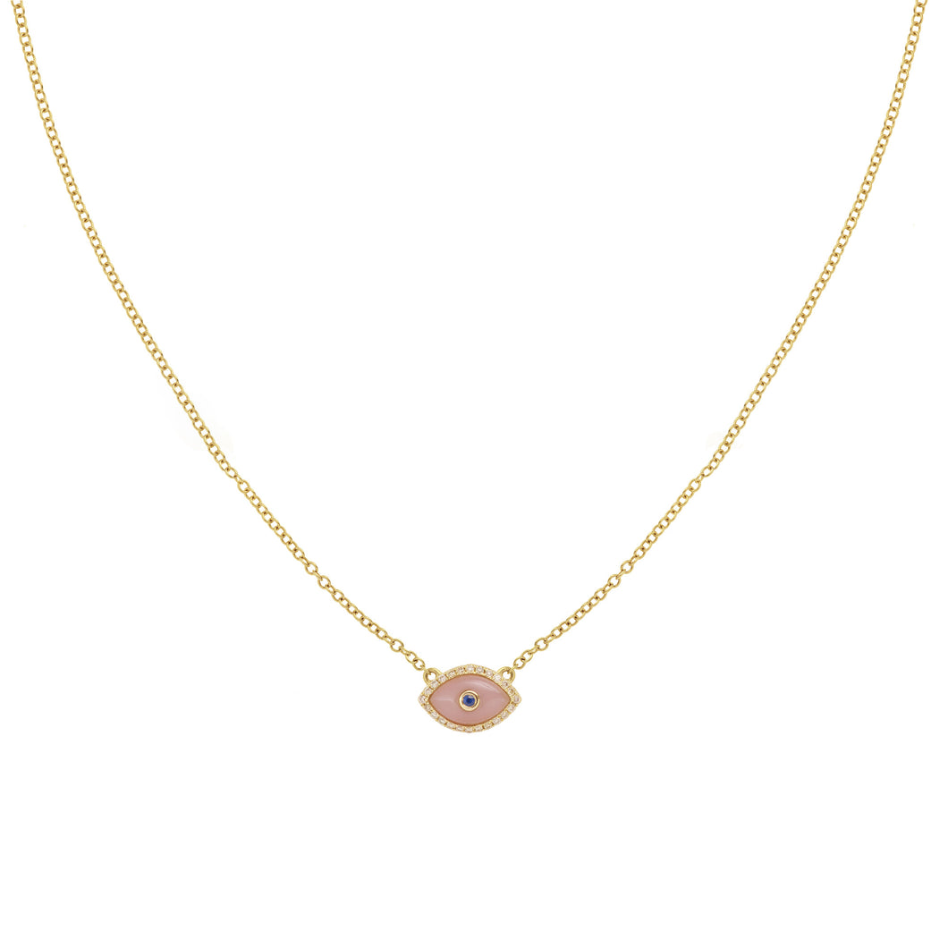 Endza Mini Necklace Peach Jade Yellow Gold