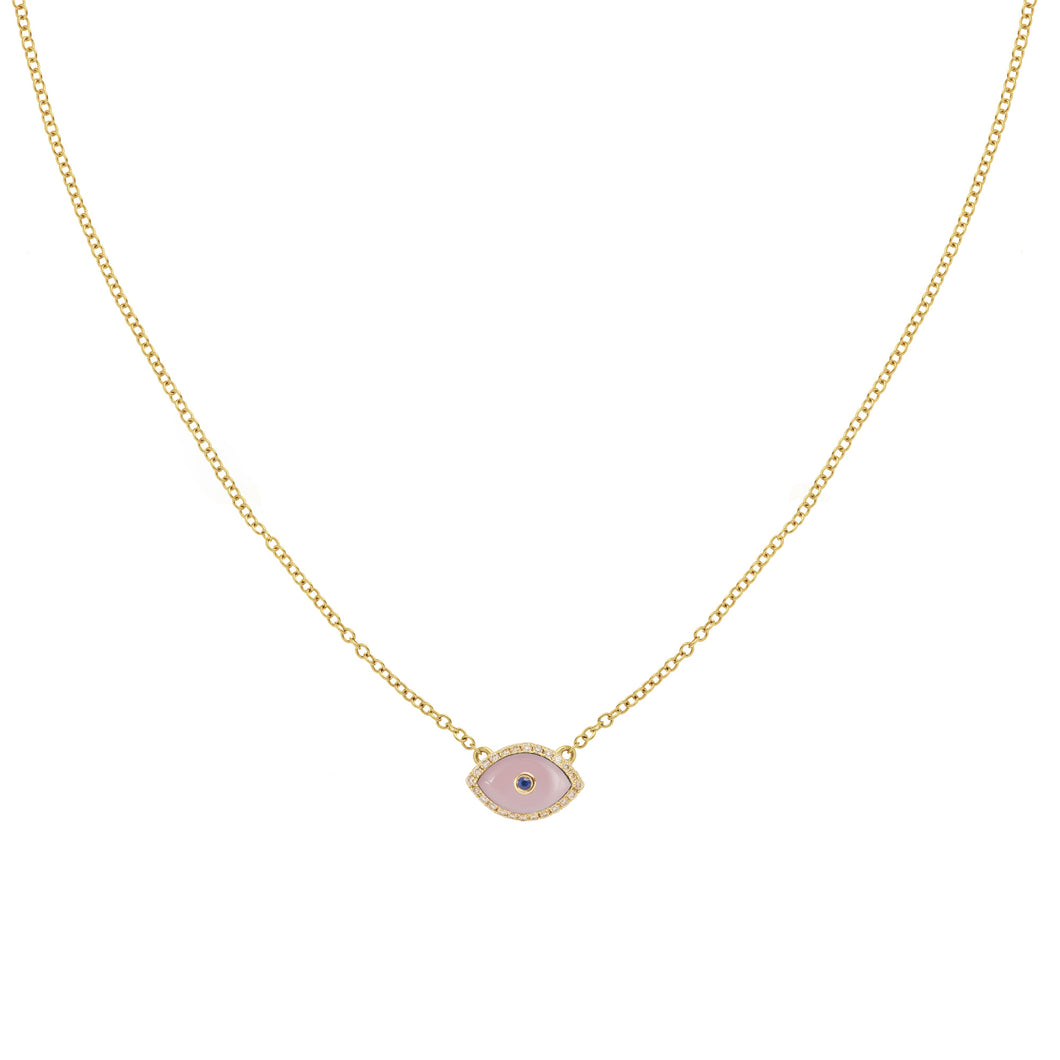 Endza Mini Necklace Pink Opal Yellow Gold