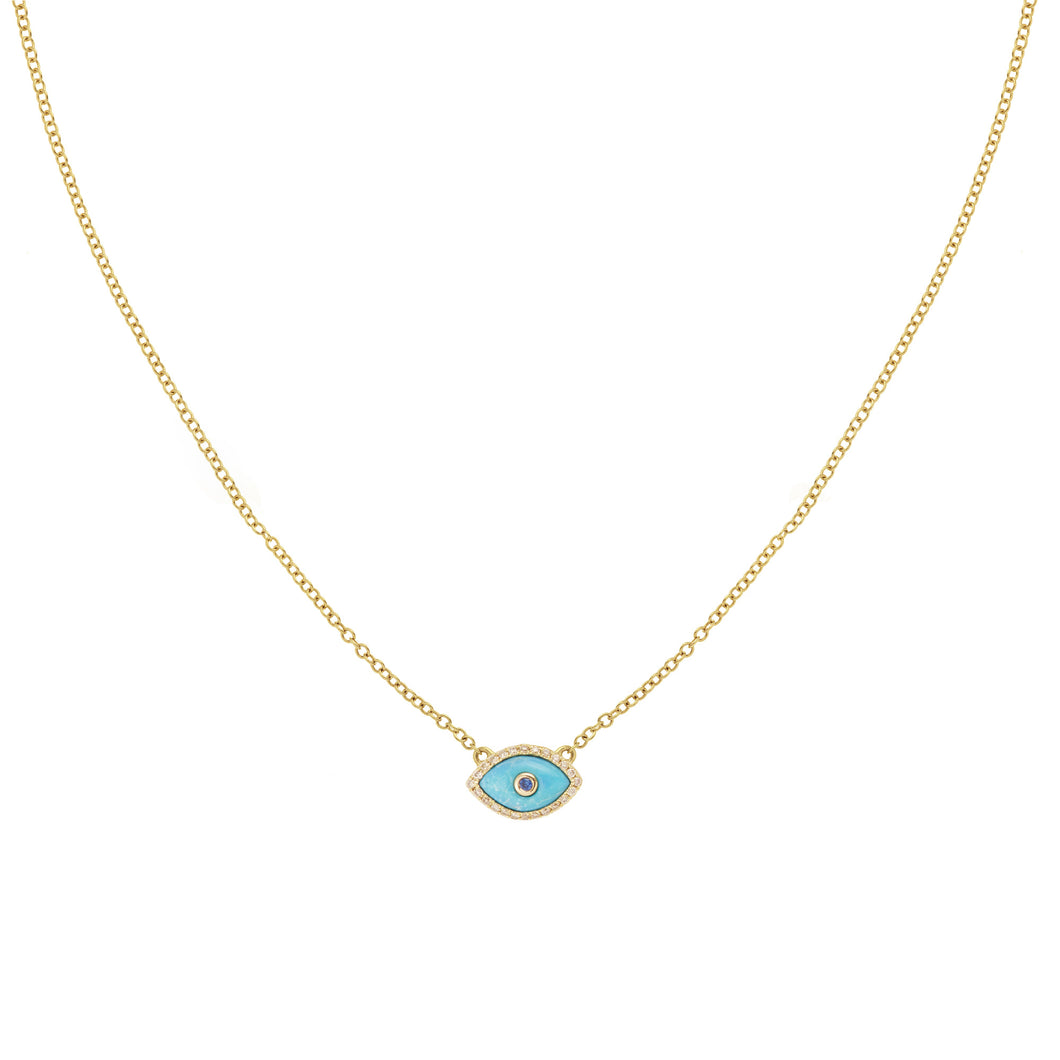 Endza Mini Necklace Turquoise Yellow Gold