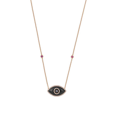 ENDZA Evil Eye Necklace in Black Onyx and Rose Gold Elegant Protection Talisman Tradition and Timeless Design