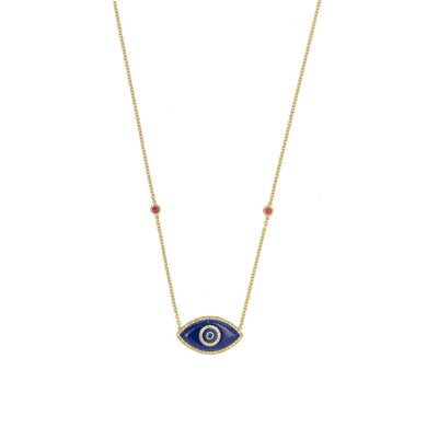 ENDZA Evil Eye Necklace in Lapis Lazuli and Yellow Gold Elegant Protection Talisman Tradition and Timeless Design