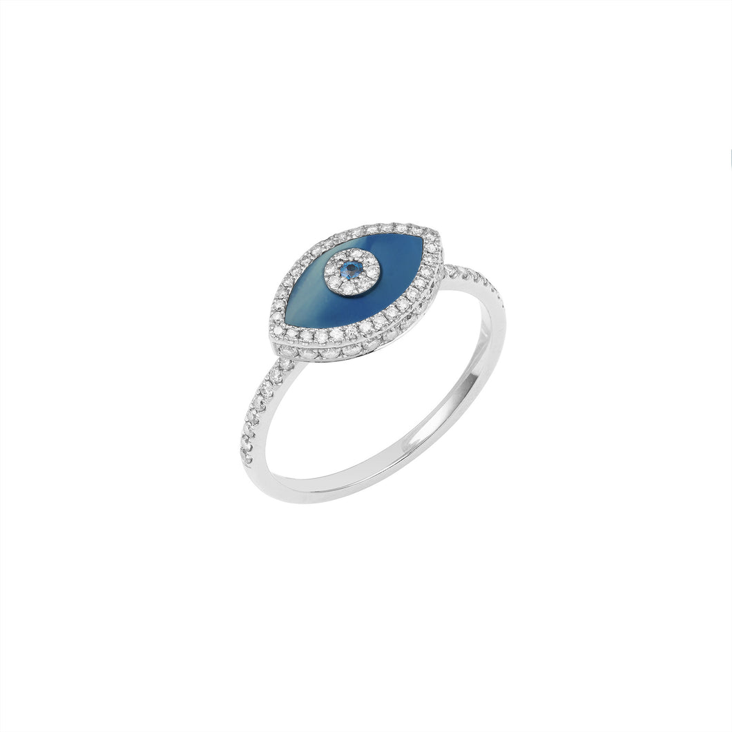 Endza Ring Blue Agate White Gold