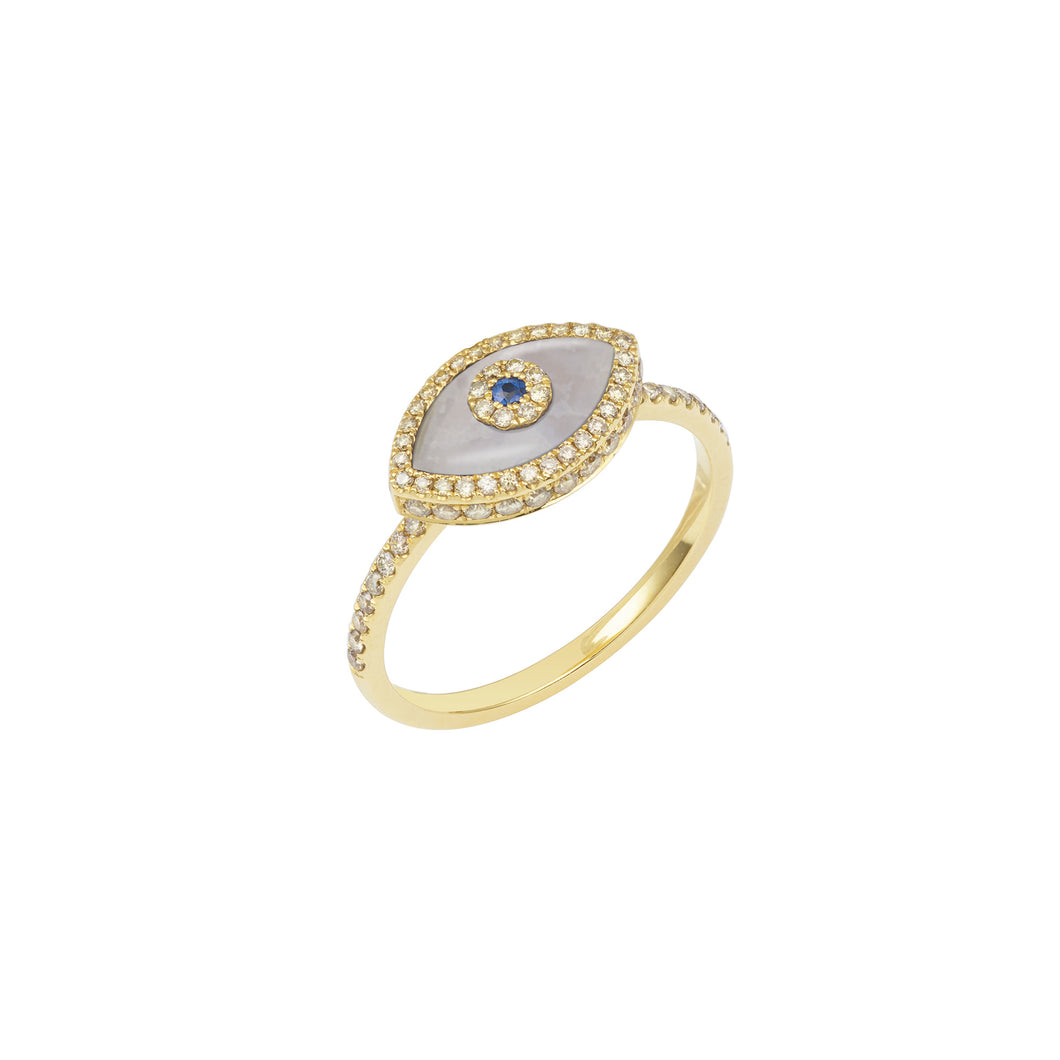 Endza Ring Blue Chalcedony Yellow Gold